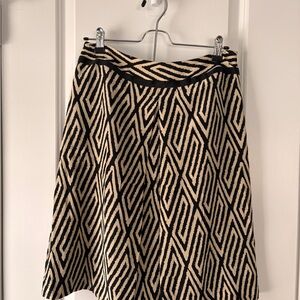 Ann Taylor Black and Cream Silk A-Line Skirt